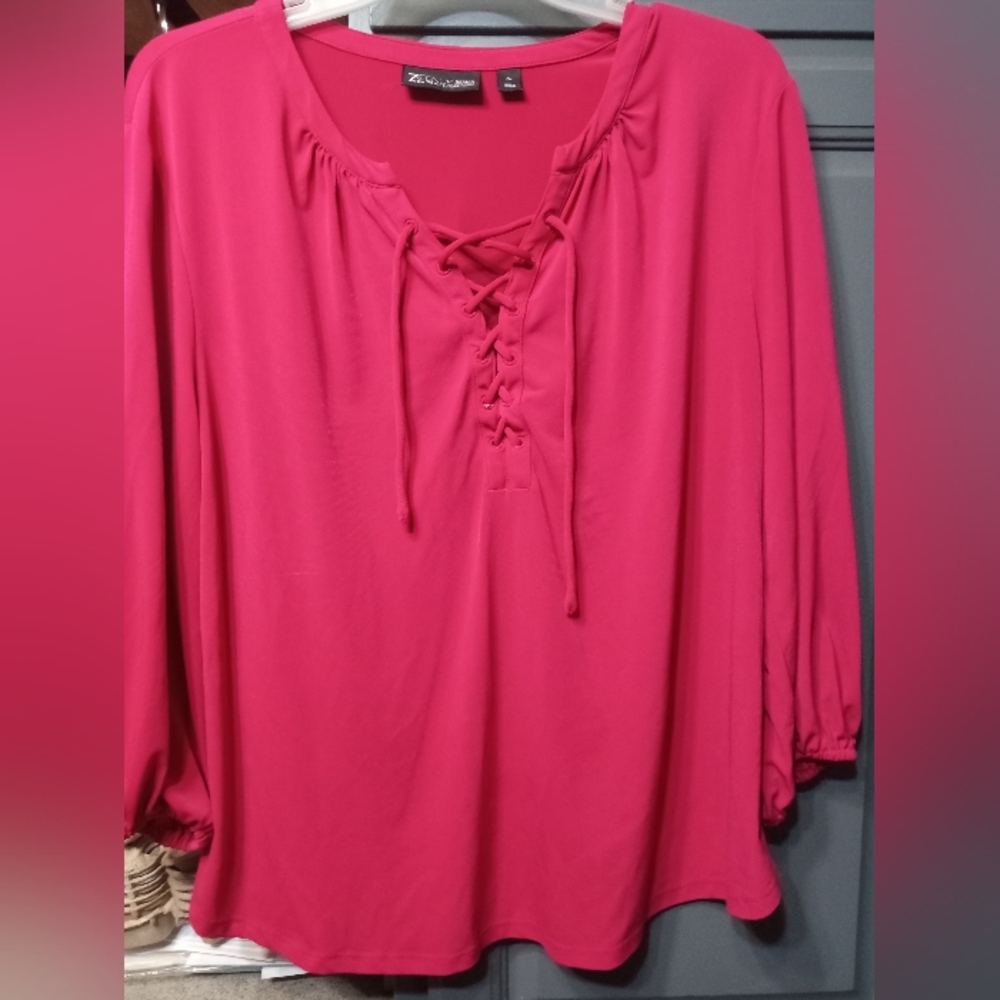 Pink Tie Front Relaxed Blouse